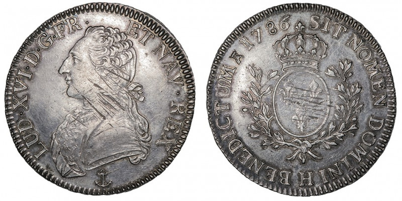 Louis XVI (1774-1792). Écu aux rameaux d’olivier 1786, H, La Rochelle.

Dy.170...