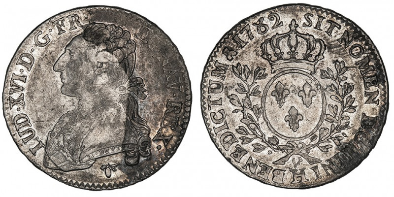 Louis XVI (1774-1792). Demi-écu aux rameaux d’olivier 1782, H, La Rochelle.

D...