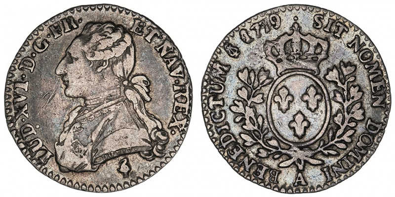 Louis XVI (1774-1792). Dixième d’écu aux rameaux d’olivier 1779/8, 2e semestre, ...