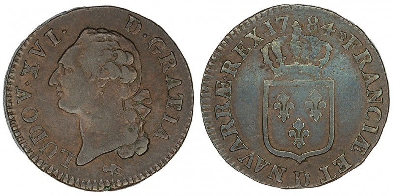 Louis XVI (1774-1792). Sol 1784, D, Lyon.

Dy.1714 - G.350 ; Cuivre - 11,84 g ...