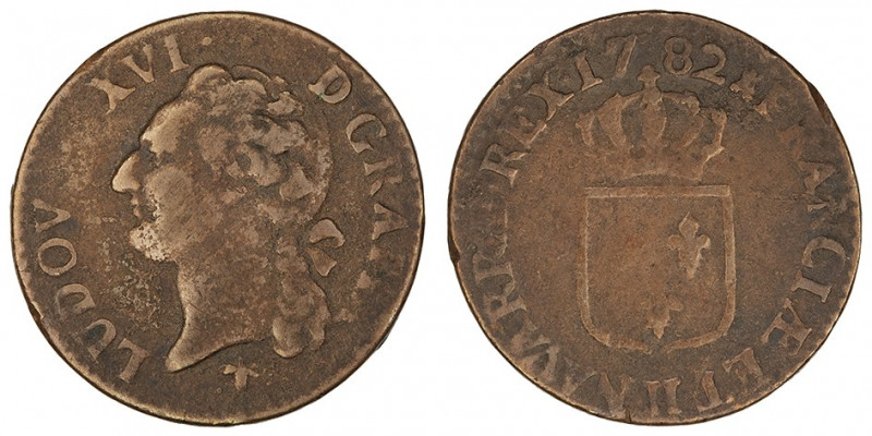 Louis XVI (1774-1792). Demi-sol 1782, H, La Rochelle.

Dy.1715 - G.349 ; Cuivr...