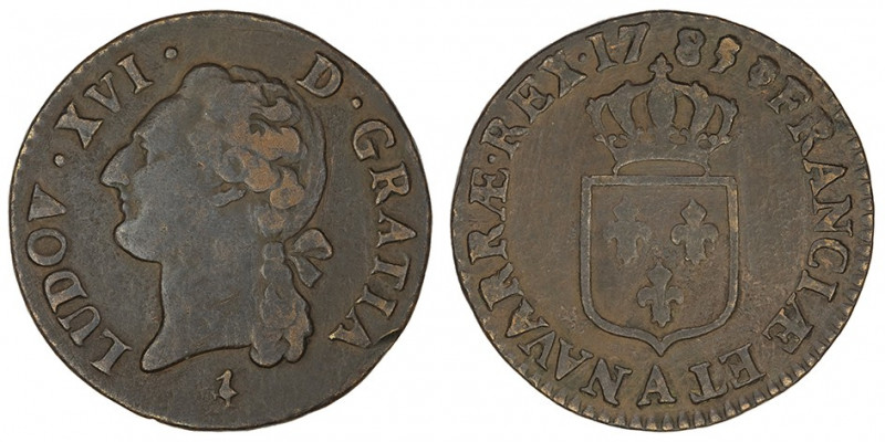 Louis XVI (1774-1792). Demi-sol 1785/4, A, Paris.

Dy.1715 - G.349 ; Cuivre - ...