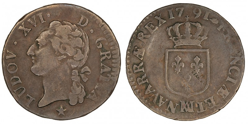 Louis XVI (1774-1792). Demi-sol 1791, MA, Marseille.

Dy.1715 - G.349 ; Cuivre...