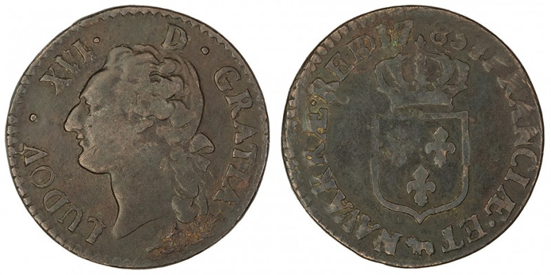 Louis XVI (1774-1792). Demi-sol de Béarn 1785, Pau.

Dy.1715 - G.349a ; Cuivre...