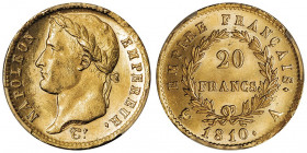 Premier Empire / Napoléon Ier (1804-1814). 20 francs Empire 1810, A, Paris.

G.1025 - F.516 - Fr.515 ; Or - 6,45 g - 21 mm - 6 h

PCGS MS62 (42111...