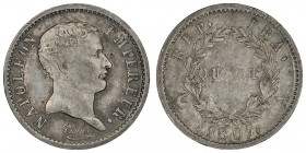 Premier Empire / Napoléon Ier (1804-1814). Quart de franc tête de nègre 1807, A, Paris.

G.348 - F.160 ; Argent - 1,23 g - 15 mm - 6 h

Jolie pati...