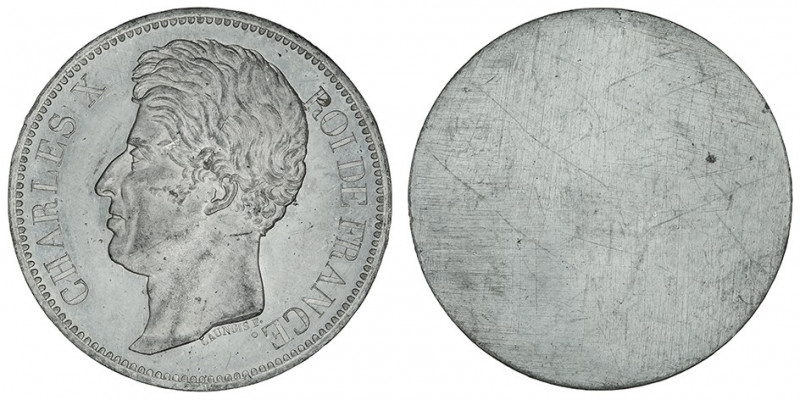 Charles X (1824-1830). Épreuve uniface d’avers de 5 Francs par Caunois F. ND, Pa...