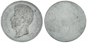 Charles X (1824-1830). Épreuve uniface d’avers de 5 Francs par Caunois F. ND, Paris.

G.625 ; Étain - 13,33 g - 37 mm - 12 h

Superbe.