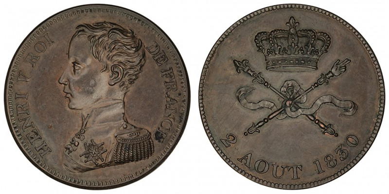 Henri V (1820-1883). Module de 5 francs 1830, Bruxelles (Würden).

G.649 ; Bro...