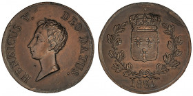 Henri V (1820-1883). Module de 5 francs 1831, Bruxelles (Würden).

G.650 ; Étain bronzé - 19,30 g - 37 mm - 6 h

Essai en étain bronzé. Quelques g...
