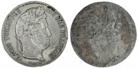 Louis-Philippe Ier (1830-1848). Épreuve uniface d’avers de 5 Francs par Domard ND, Paris.

G.678 v. ; Étain - 19,97 g - 37 mm - 12 h

Ancien netto...