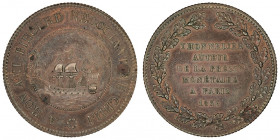 Louis-Philippe Ier (1830-1848). Essai au module de 5 francs pour Bihourd au Chili 1836, Paris.

Maz.1159 - VG.2860 ; Cuivre - 21,74 g - 37 mm - 12 h...