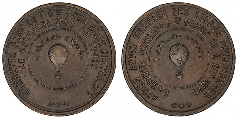 Gouvernement de Défense Nationale (1870-1871). Module de 10 centimes, Ballon du ...