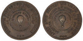 Gouvernement de Défense Nationale (1870-1871). Module de 10 centimes, Ballon du siège de Paris, l’Armand Barbès 1870, Paris.

Flor.794 ; Bronze - 9,...