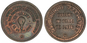 Gouvernement de Défense Nationale (1870-1871). Module de 10 centimes, Ballon du siège de Paris, le Céleste 1870, Paris.

Flor.796 ; Bronze - 9,37 g ...