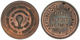 Gouvernement de Défense Nationale (1870-1871). Module de 10 centimes, Ballon du siège de Paris, le Garibaldi 1870, Paris.

Flor.806 ; Bronze - 9,53 ...