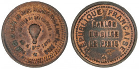 Gouvernement de Défense Nationale (1870-1871). Module de 10 centimes, Ballon du siège de Paris, la ville de Chateaudun 1870, Paris.

Flor.811 ; Bron...