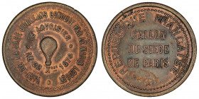 Gouvernement de Défense Nationale (1870-1871). Module de 10 centimes, Ballon du siège de Paris, le Lavoisier 1870, Paris.

Flor.825 ; Bronze - 10,42...
