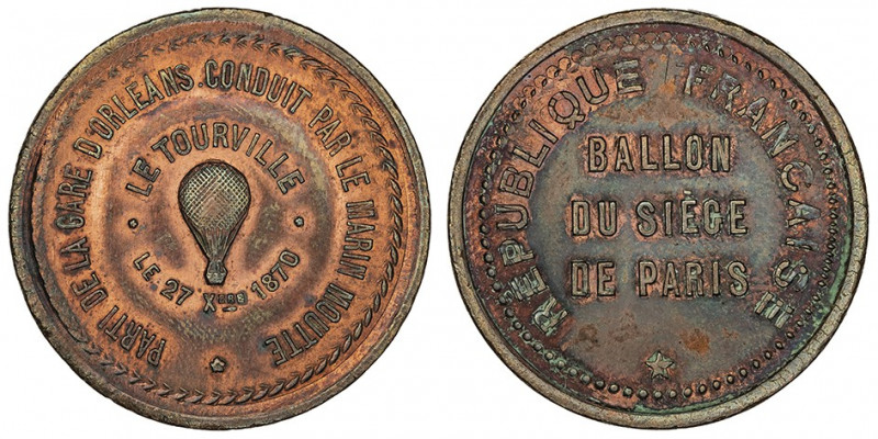 Gouvernement de Défense Nationale (1870-1871). Module de 10 centimes, Ballon du ...