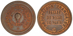 Gouvernement de Défense Nationale (1870-1871). Module de 10 centimes, Ballon du siège de Paris, l’armée de la Loire 1871, Paris.

Flor.827 ; Bronze ...