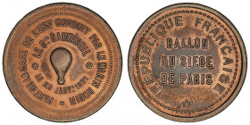 Gouvernement de Défense Nationale (1870-1871). Module de 10 centimes, Ballon du siège de Paris, le Général Daumésnil 1870, Paris.

Flor.836 ; Bronze...