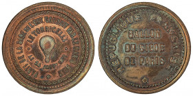 Gouvernement de Défense Nationale (1870-1871). Module de 10 centimes, Ballon du siège de Paris, le Torricelli 1871, Paris.

Flor.837 ; Bronze - 9,47...