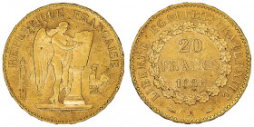 IIIe République (1870-1940). 20 francs Génie 1888, A, Paris.

G.1063 - F.533 - Fr.592 ; Or - 6,45 g - 21 mm - 6 h

Rare millésime. Petite griffe à...