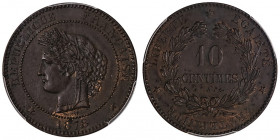 IIIe République (1870-1940). 10 centimes Cérès 1878, A, Paris.

G.265a - F.135 ; Bronze - 10 g - 30 mm - 6 h

PCGS MS62BN (37039500). Superbe.