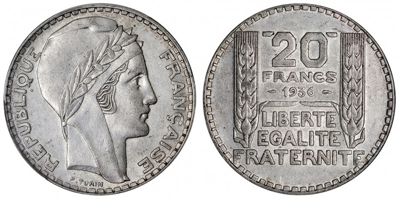 IIIe République (1870-1940). 20 francs Turin 1936, Paris.

G.852 - F.400 ; Arg...