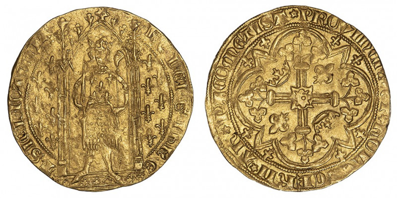 Provence (Comté de), Jeanne, seule (1362-1382). Franc à pied 3e type ND (1362-13...