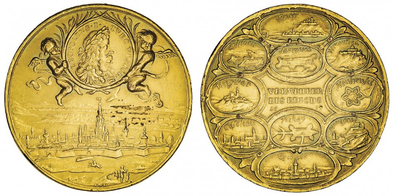 Léopold Ier (1657-1705). Médaille, victoires sur les Turcs 1685, Nuremberg.

P...