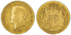 Milan, royaume d’Italie, Napoléon Ier (1805-1814). 20 lire 1808, M, Milan.

Fr.7 ; Or - 6,39 g - 21 mm - 6 h

TTB.