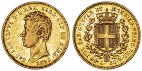 Savoie-Sardaigne, Charles-Albert (1831-1849). 50 lire 1836, Turin.

Fr.1140 ; Or - 16,09 g - 27 mm - 6 h

Rare module. Reste de brillant dans la l...