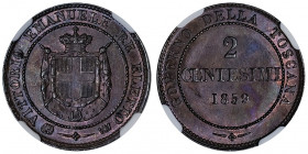 Savoie-Sardaigne, Victor-Emmanuel II (1849-1861). 2 centesimi 1859, Birmingham.

KM.C#82 - Cud.1183a - P.446 ; Cuivre - 20 mm - 6 h

NGC MS 64 BN ...