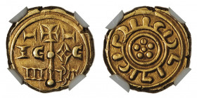 Sicile (royaume de), Frédéric II (1197-1250). Demi-augustale (multiple de tari) ND, Messine.

MIR.69 - MEC.14/521 - Sp.85 ; Or - 2,44 g - 11 mm - 12...