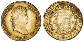 Ferdinand VII (1808-1833). 8 escudos 1818/7, M°, Mexico.

Fr.52 ; Or - 26,92 g - 37 mm - 12 h

TB.
