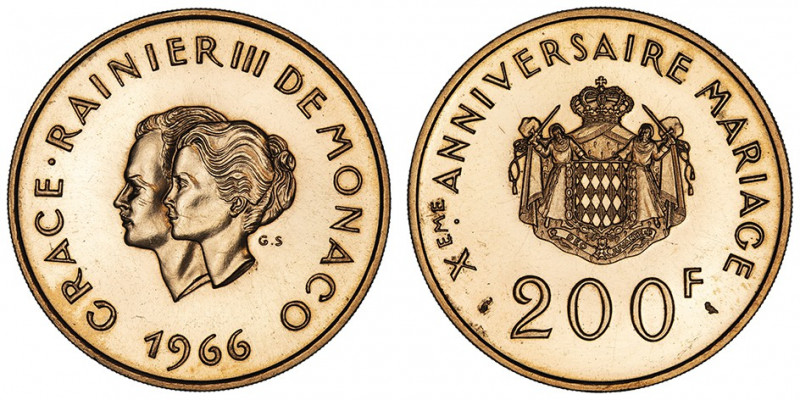 Rainier III (1949-2005). 200 francs or Grace et Rainier III 1966.

G.MC.167 - ...