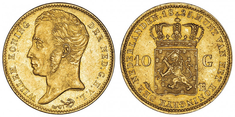 Guillaume I (1815-1840). 10 florins 1825, Bruxelles.

Fr.329 ; Or - 6,72 g - 2...