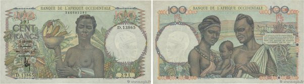Country : FRENCH WEST AFRICA (1895-1958) 
Face Value : 100 Francs  
Date : 02 oc...