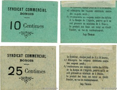 Country : ALGERIA 
Face Value : 10 et 25 Centimes Lot 
Date : (1916-1918) 
Perio...
