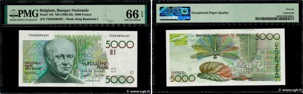 Country : BELGIUM 
Face Value : 5000 Francs  
Date : (1982-1992) 
Period/Provinc...