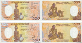 Country : CENTRAL AFRICAN REPUBLIC 
Face Value : 500 Francs Consécutifs 
Date : 01 janvier 1991 
Period/Province/Bank : B.E.A.C. 
Department : Républi...