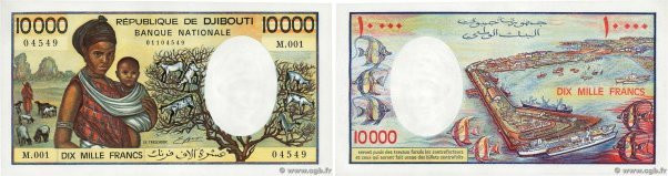 Country : DJIBOUTI 
Face Value : 10000 Francs  
Date : (1984) 
Period/Province/B...