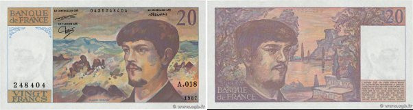 Country : FRANCE 
Face Value : 20 Francs DEBUSSY  
Date : 1987 
Period/Province/...