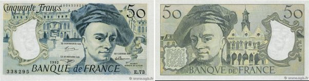 Country : FRANCE 
Face Value : 50 Francs QUENTIN DE LA TOUR Fauté 
Date : 1992 
...