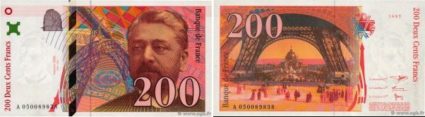 Country : FRANCE 
Face Value : 200 Francs EIFFEL  
Date : 1997 
Period/Province/...