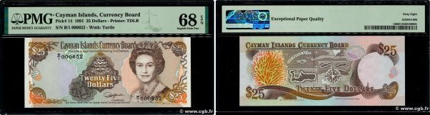 Country : CAYMAN ISLANDS 
Face Value : 25 Dollars  
Date : 1991 
Period/Province...