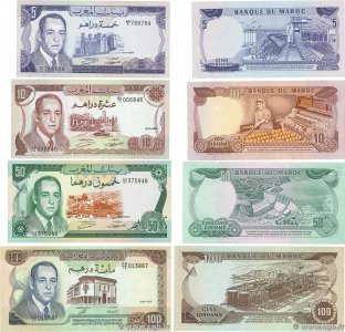 Country : MOROCCO 
Face Value : 5 au 100 Dirhams Lot 
Date : 1970-1985 
Period/P...