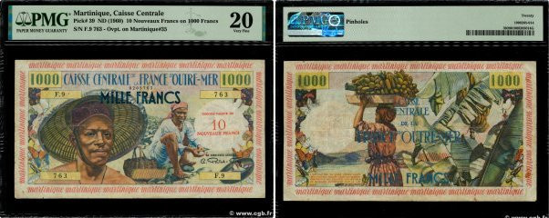 Country : MARTINIQUE 
Face Value : 10 NF sur 1000 Francs pêcheur  
Date : (1960)...