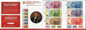 Country : TONGA 
Face Value : 2 au 100 Pa'anga Lot 
Date : (2015) 
Period/Province/Bank : National Reserve Bank of Tonga 
Catalogue reference : P.44 a...